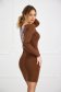 Brown dress knitted with tented cut with embellished accessories 3 - StarShinerS.com