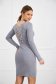 Grey dress knitted with tented cut with embellished accessories 3 - StarShinerS.com