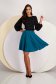 Petrol green crepe skirt in flared style with waist elastic - StarShinerS 1 - StarShinerS.com