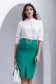 Green skirt slightly elastic fabric pencil waist pleats frontal slit 1 - StarShinerS.com