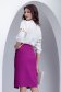 Purple skirt slightly elastic fabric pencil waist pleats frontal slit 2 - StarShinerS.com