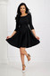 Black crepe short skater dress with round neckline - StarShinerS 3 - StarShinerS.com