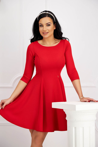 Red dress crepe short cut cloche with rounded cleavage - StarShinerS