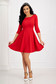 Red Crepe Short A-Line Dress with Round Neckline - StarShinerS 4 - StarShinerS.com