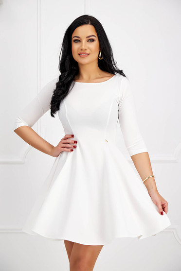 Small sized dresses XXS - S, Ivory dress crepe short cut cloche with rounded cleavage - StarShinerS - StarShinerS.com