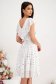 Dress made of fine touch material, white, knee-length, A-line with frills - StarShinerS 2 - StarShinerS.com