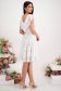 Dress made of fine touch material, white, knee-length, A-line with frills - StarShinerS 6 - StarShinerS.com
