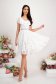 Dress made of fine touch material, white, knee-length, A-line with frills - StarShinerS 5 - StarShinerS.com