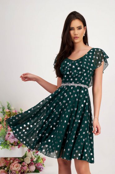 Prom dresses - Page 3, - StarShinerS darkgreen dress cloche midi soft fabric with ruffle details - StarShinerS.com