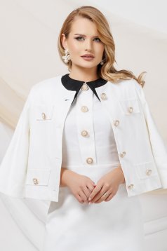 White jacket cotton with faux pockets straight