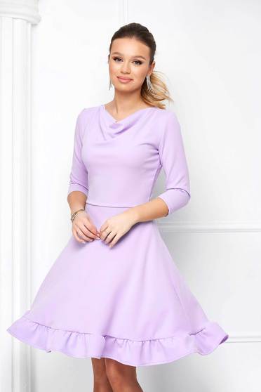 Day dresses, Lightpurple dress crepe cloche cowl neck - StarShinerS with ruffles at the buttom of the dress - StarShinerS.com