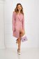 Powder Pink Slightly Elastic Fabric Jacket Dress with Lapels - StarShinerS 5 - StarShinerS.com