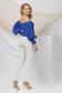 Blue women`s blouse from satin with puffed sleeves naked shoulders 5 - StarShinerS.com
