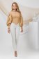 Beige women`s blouse from satin with puffed sleeves naked shoulders 6 - StarShinerS.com