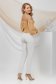 Beige women`s blouse from satin with puffed sleeves naked shoulders 5 - StarShinerS.com