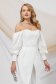 Ivory women`s blouse from satin with puffed sleeves naked shoulders 3 - StarShinerS.com