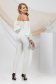 Ivory women`s blouse from satin with puffed sleeves naked shoulders 5 - StarShinerS.com