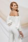 Ivory women`s blouse from satin with puffed sleeves naked shoulders 2 - StarShinerS.com