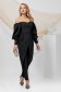 Black women`s blouse from satin with puffed sleeves naked shoulders 6 - StarShinerS.com
