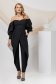 Black women`s blouse from satin with puffed sleeves naked shoulders 5 - StarShinerS.com