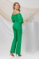 Green women`s blouse from satin with puffed sleeves naked shoulders 4 - StarShinerS.com
