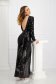 Black dress long bareback with sequins with padded shoulders 4 - StarShinerS.com