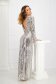 Silver dress long bareback with sequins with padded shoulders 4 - StarShinerS.com
