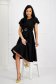 Black crepe midi dress in flared style with bell sleeves and detachable belt - SunShine 2 - StarShinerS.com