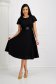 Black dress midi cloche crepe with bell sleeve accessorized with tied waistband 3 - StarShinerS.com
