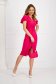 Fuchsia dress crepe pencil with bell sleeve accessorized with belt 5 - StarShinerS.com