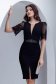 Black dress elegant elastic cloth midi with laced sleeves 1 - StarShinerS.com
