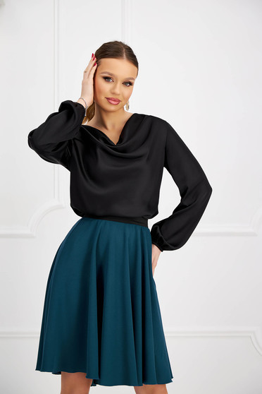 Sales Blouses, Black women`s blouse from satin loose fit cowl neck - StarShinerS.com