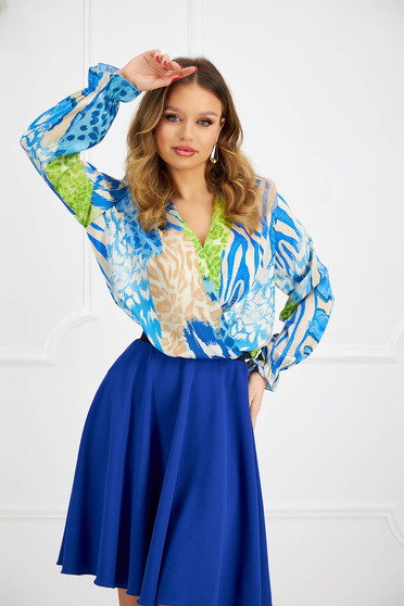 Blouses, Women`s blouse from satin loose fit with puffed sleeves - StarShinerS.com