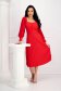 Red dress pleated crepe cloche with puffed sleeves with veil sleeves 2 - StarShinerS.com