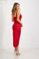 Red Satin Pencil Dress with Wrap Skirt - SunShine 5 - StarShinerS.com