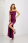 Purple dress long from satin slit 3 - StarShinerS.com
