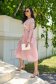 Rochie din voal roz pudra in clos cu elastic in talie si volanase la maneca - SunShine 2 - StarShinerS.ro