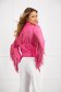 Pink jacket from ecological leather straight with fringes 3 - StarShinerS.com