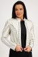 Ivory jacket from ecological leather straight with metallic spikes 6 - StarShinerS.com