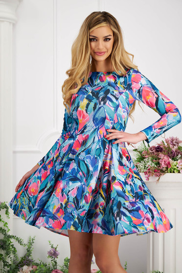 Rochii online, Rochie din crep in clos cu imprimeu floral digital - StarShinerS - StarShinerS.ro