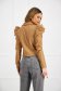 Beige jacket from ecological leather tented high shoulders 3 - StarShinerS.com