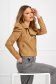 Beige jacket from ecological leather tented high shoulders 1 - StarShinerS.com