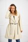 Cream trenchcoat from ecological leather loose fit with laced details 1 - StarShinerS.com