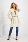 Cream trenchcoat from ecological leather loose fit with laced details 4 - StarShinerS.com