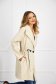 Cream trenchcoat from ecological leather loose fit with laced details 3 - StarShinerS.com