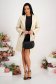 Cream faux leather trench with wide cut accessorized with waist drawstring - SunShine 5 - StarShinerS.com
