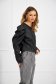 Black jacket from ecological leather tented high shoulders 2 - StarShinerS.com