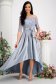 Asymmetrical grey satin dress in A-line with bare shoulders and lace and sequin applications - StarShinerS 1 - StarShinerS.com