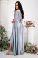 Asymmetrical grey satin dress in A-line with bare shoulders and lace and sequin applications - StarShinerS 4 - StarShinerS.com