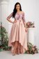 Powder pink - StarShinerS asymmetrical cloche dress from satin off-shoulder lace and sequins details 1 - StarShinerS.com